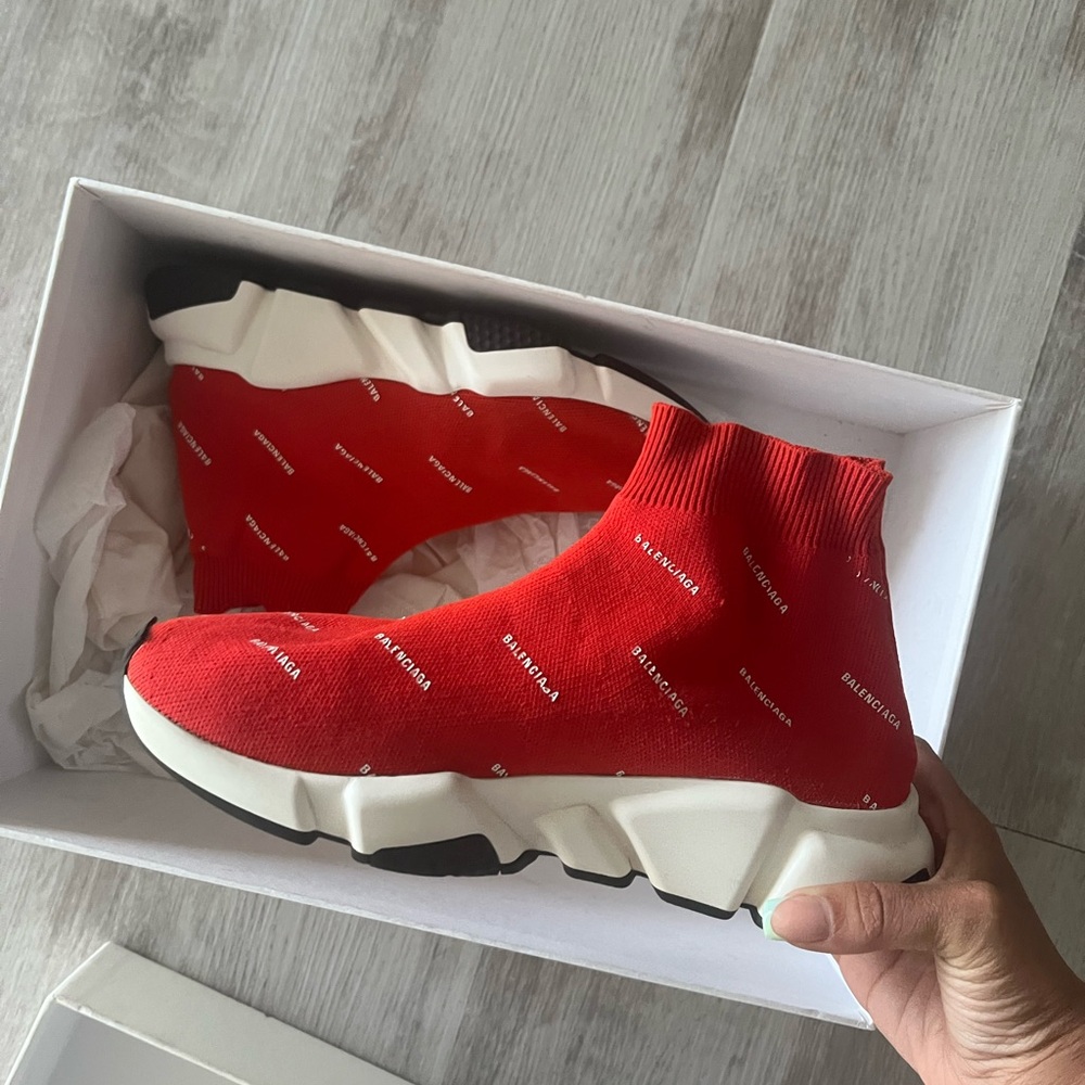 Balenciaga Red Speed Trainer Sneakers